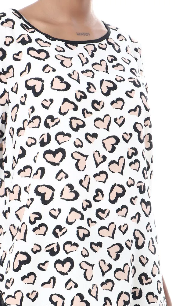 56734 Heart Shapes Slip On Tee -White & Black