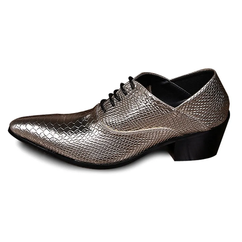 5cm Heel Low Top Pointed Men Oxford Shoes