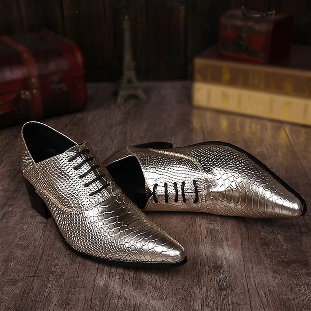 5cm Heel Low Top Pointed Men Oxford Shoes