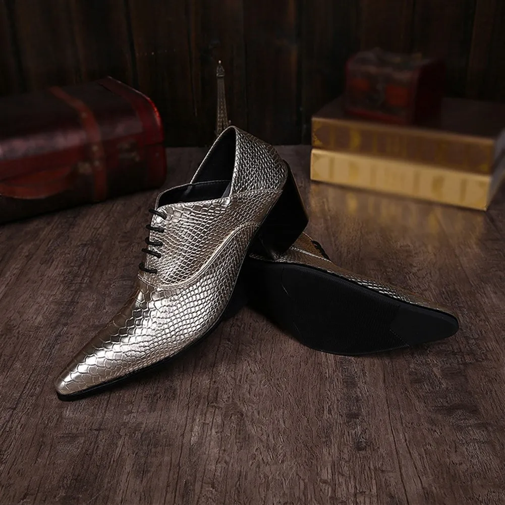 5cm Heel Low Top Pointed Men Oxford Shoes