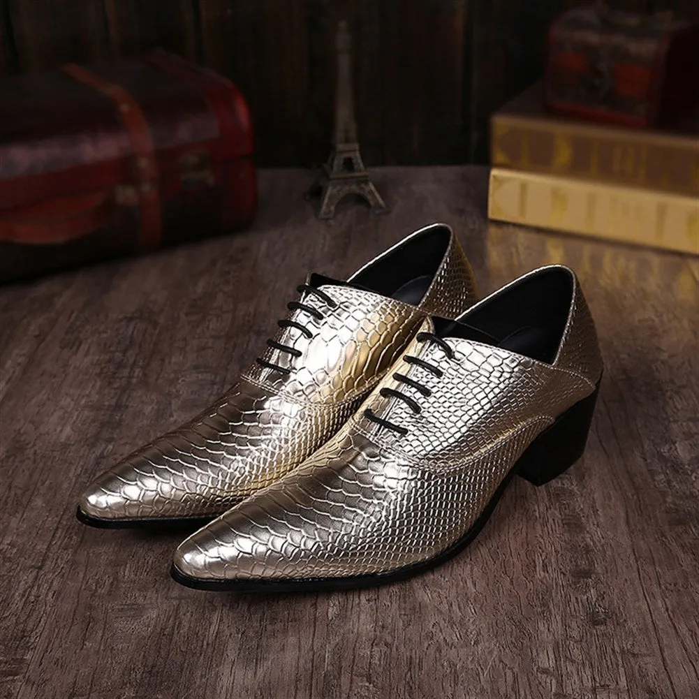 5cm Heel Low Top Pointed Men Oxford Shoes