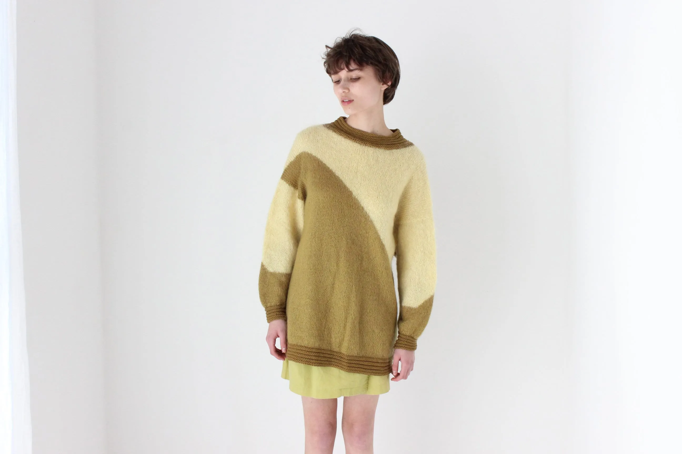 80s Asymmetric Abstract Mohair / Angora / Wool Sweater