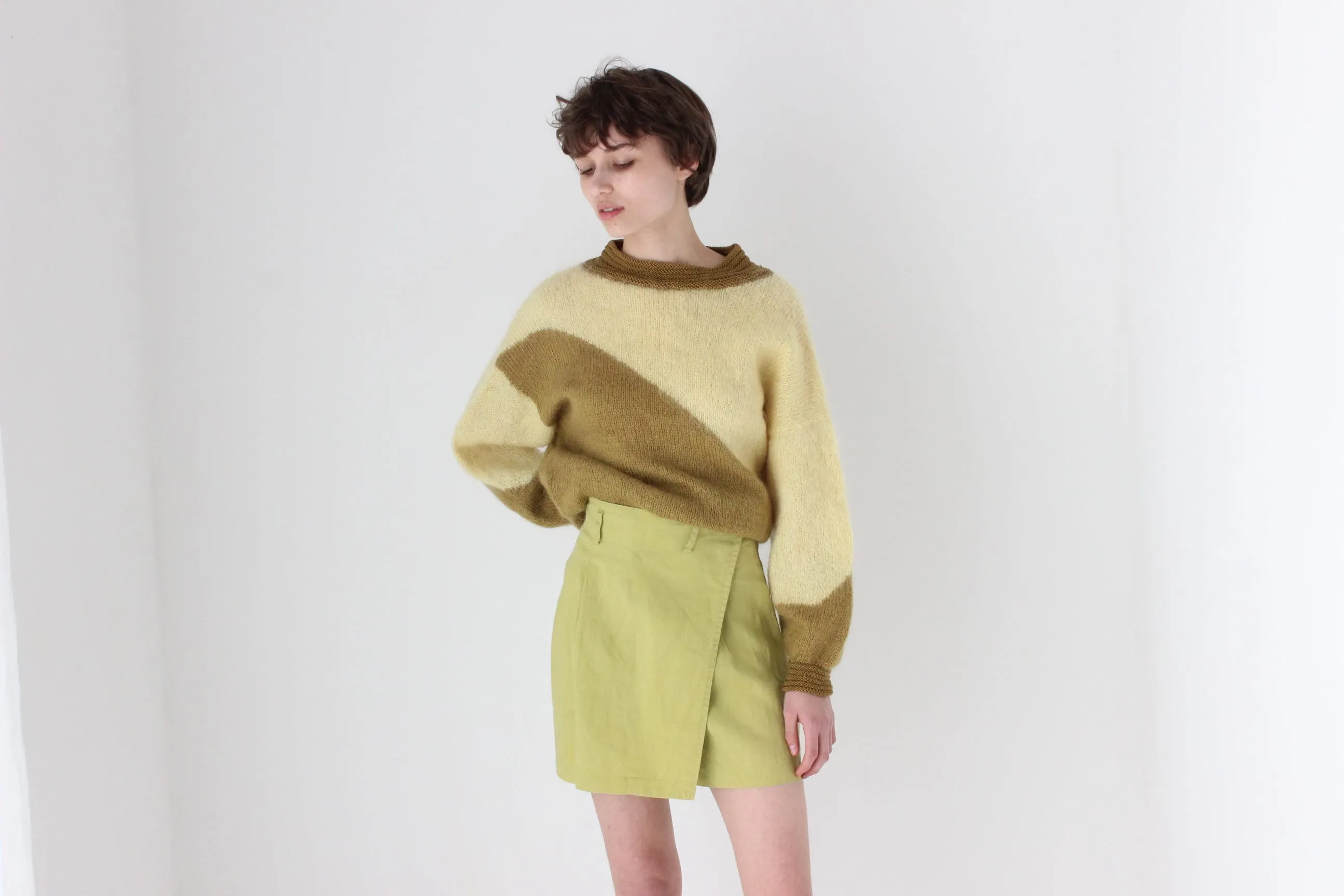 80s Asymmetric Abstract Mohair / Angora / Wool Sweater