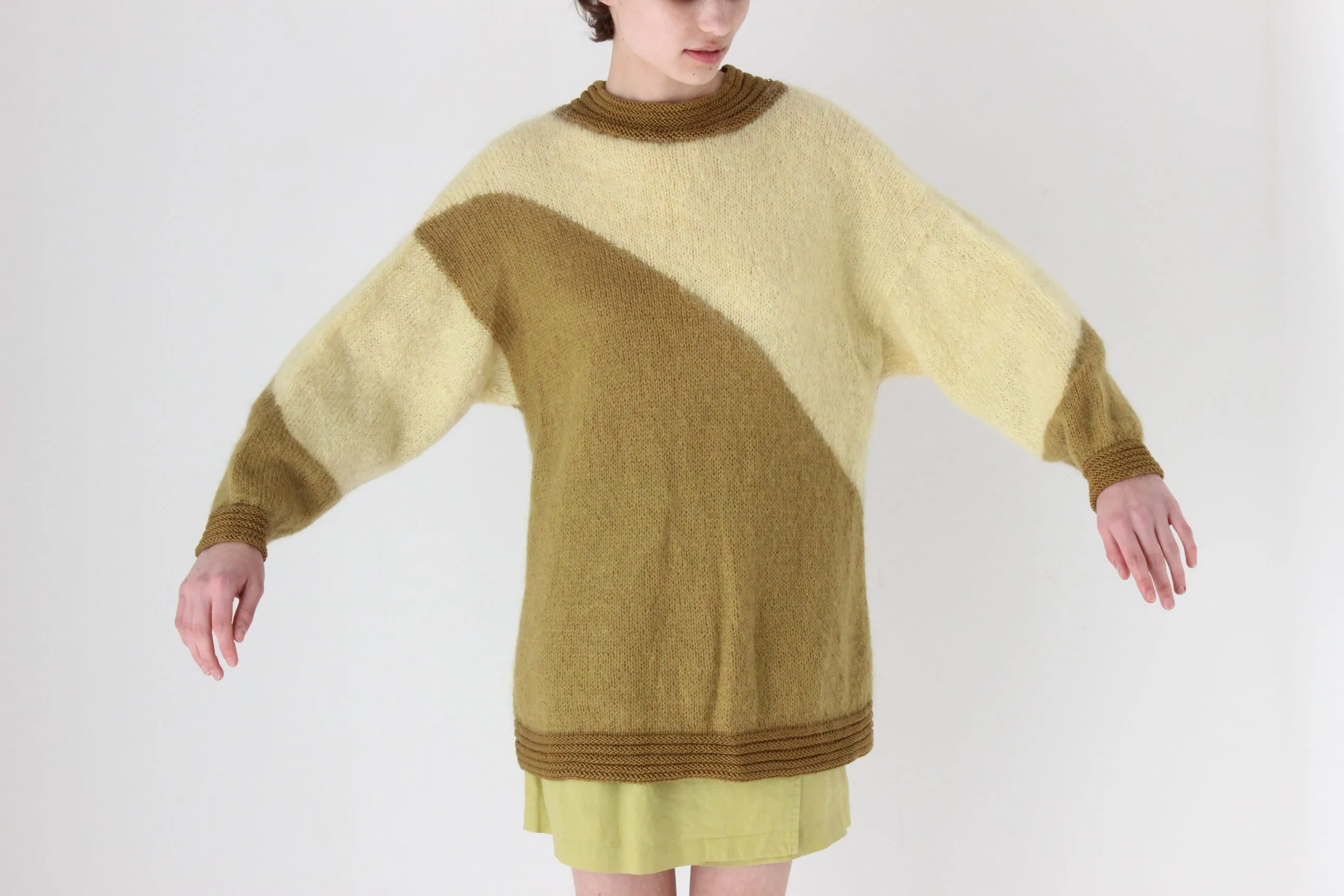 80s Asymmetric Abstract Mohair / Angora / Wool Sweater