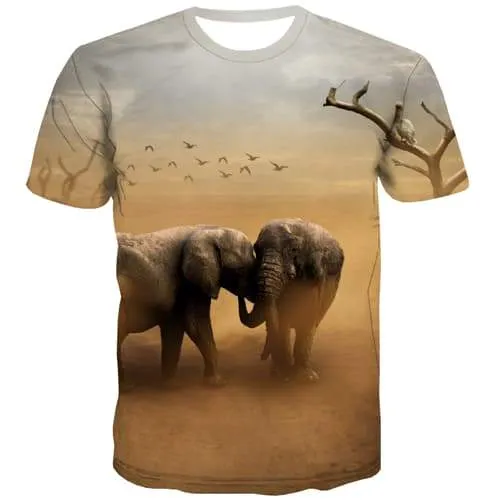 Animal T shirts Men Elephant Tshirts Casual Bird Tshirts Novelty Desert Tshirt Anime Lovely T-shirts Graphic