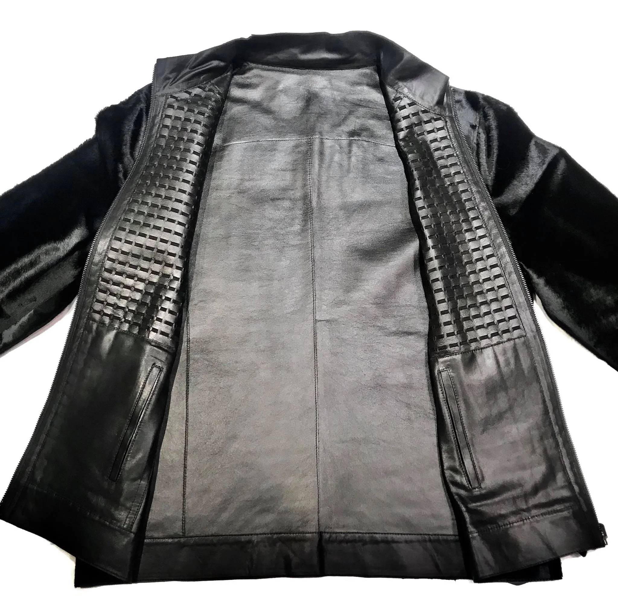 Aston Checkered Pony Hair Reversible Bomber Jacket