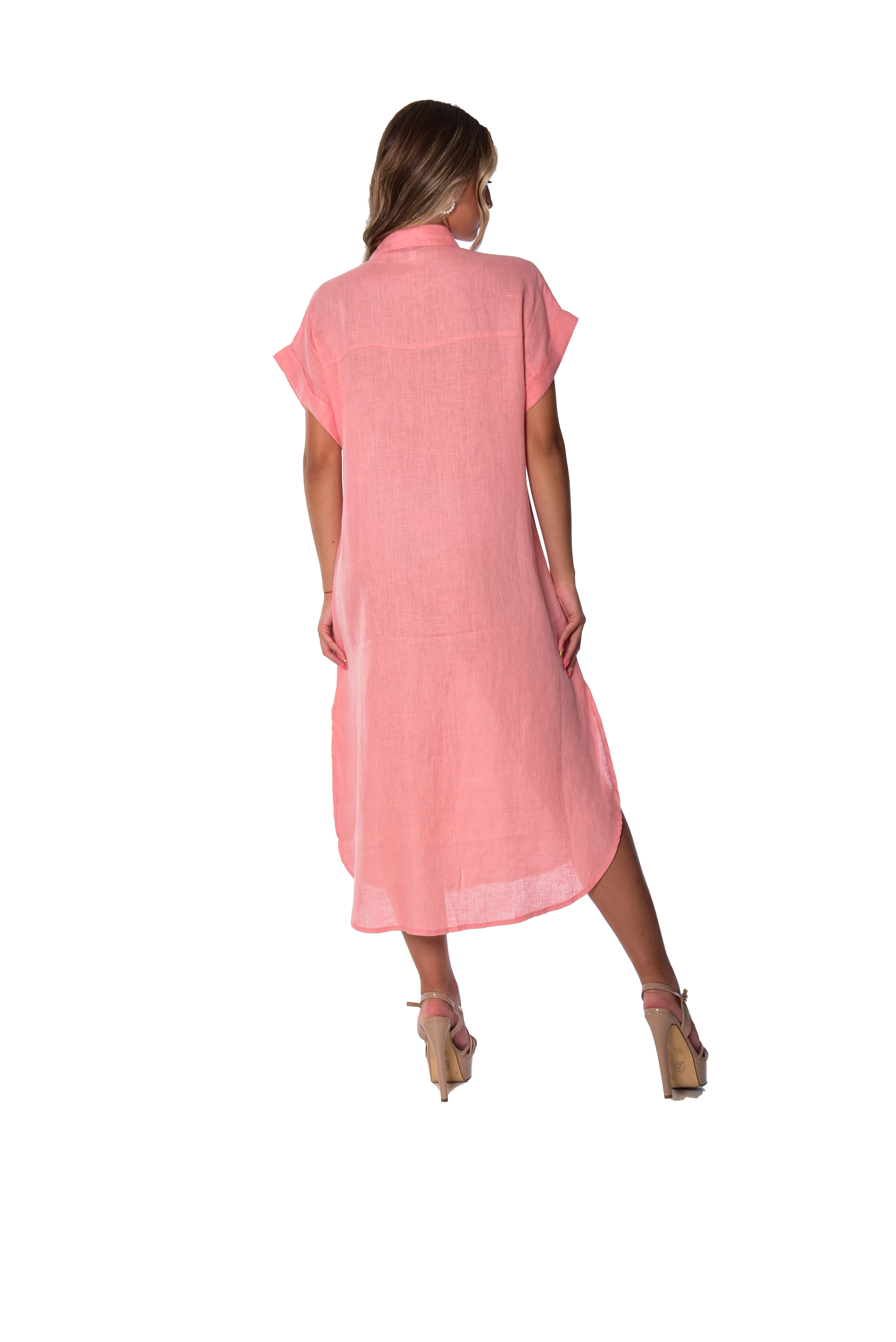 AZUCAR Linen Button Down Dress w/Pockets - LLWD2077