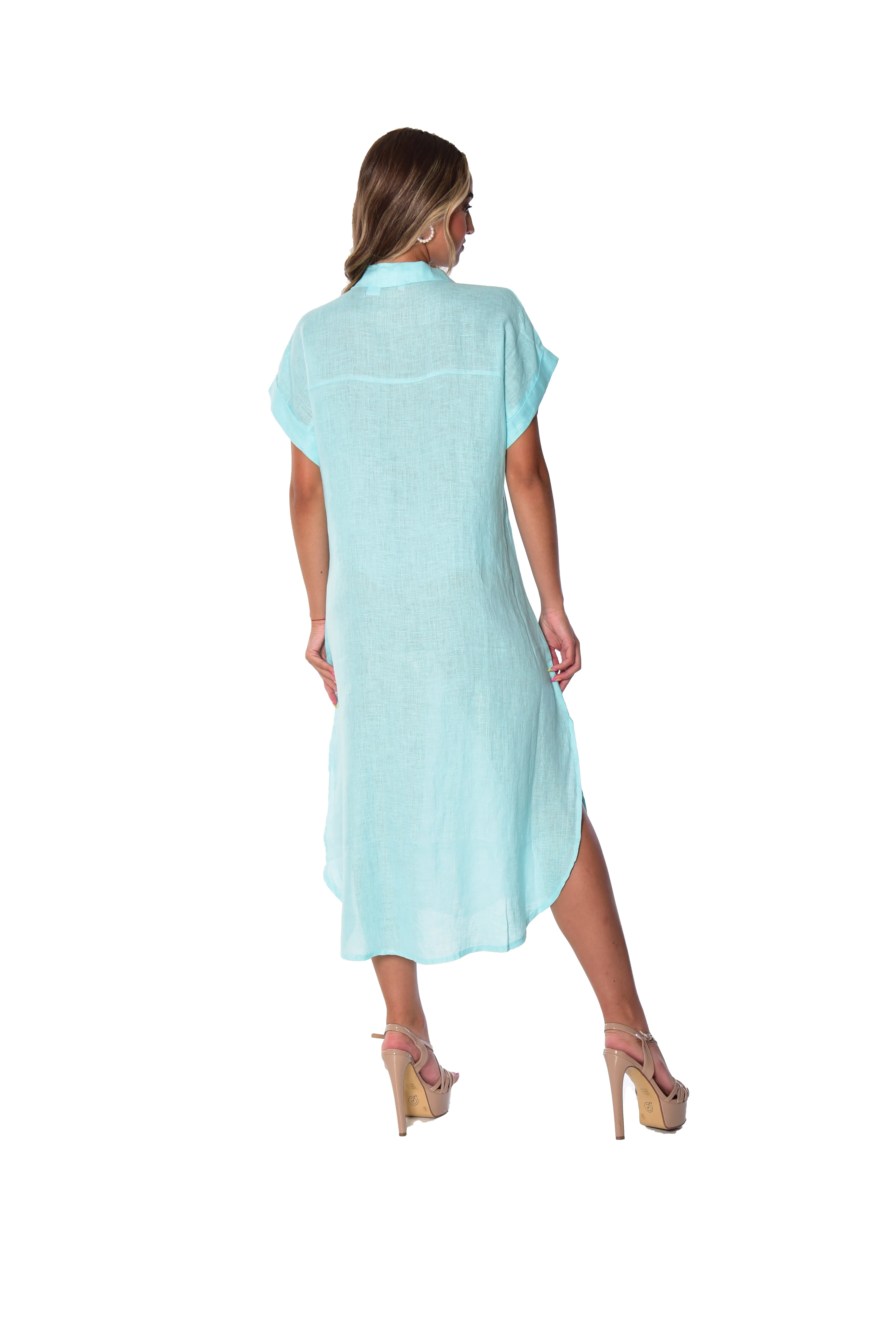 AZUCAR Linen Button Down Dress w/Pockets - LLWD2077