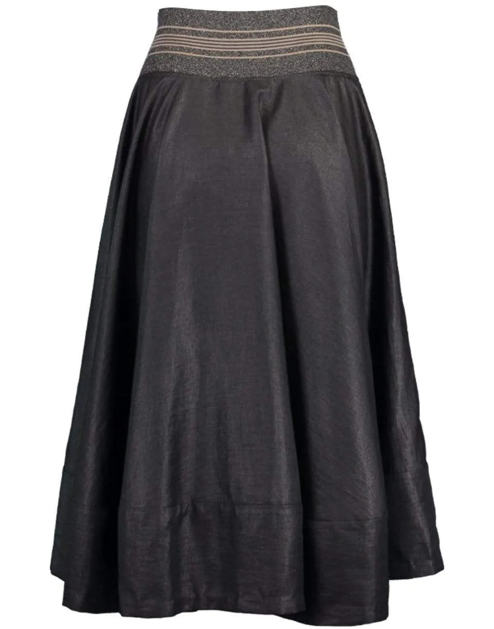 Black Asymmetrical Linen Skirt