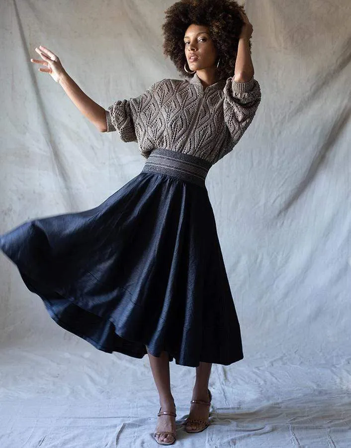 Black Asymmetrical Linen Skirt