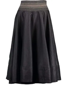 Black Asymmetrical Linen Skirt