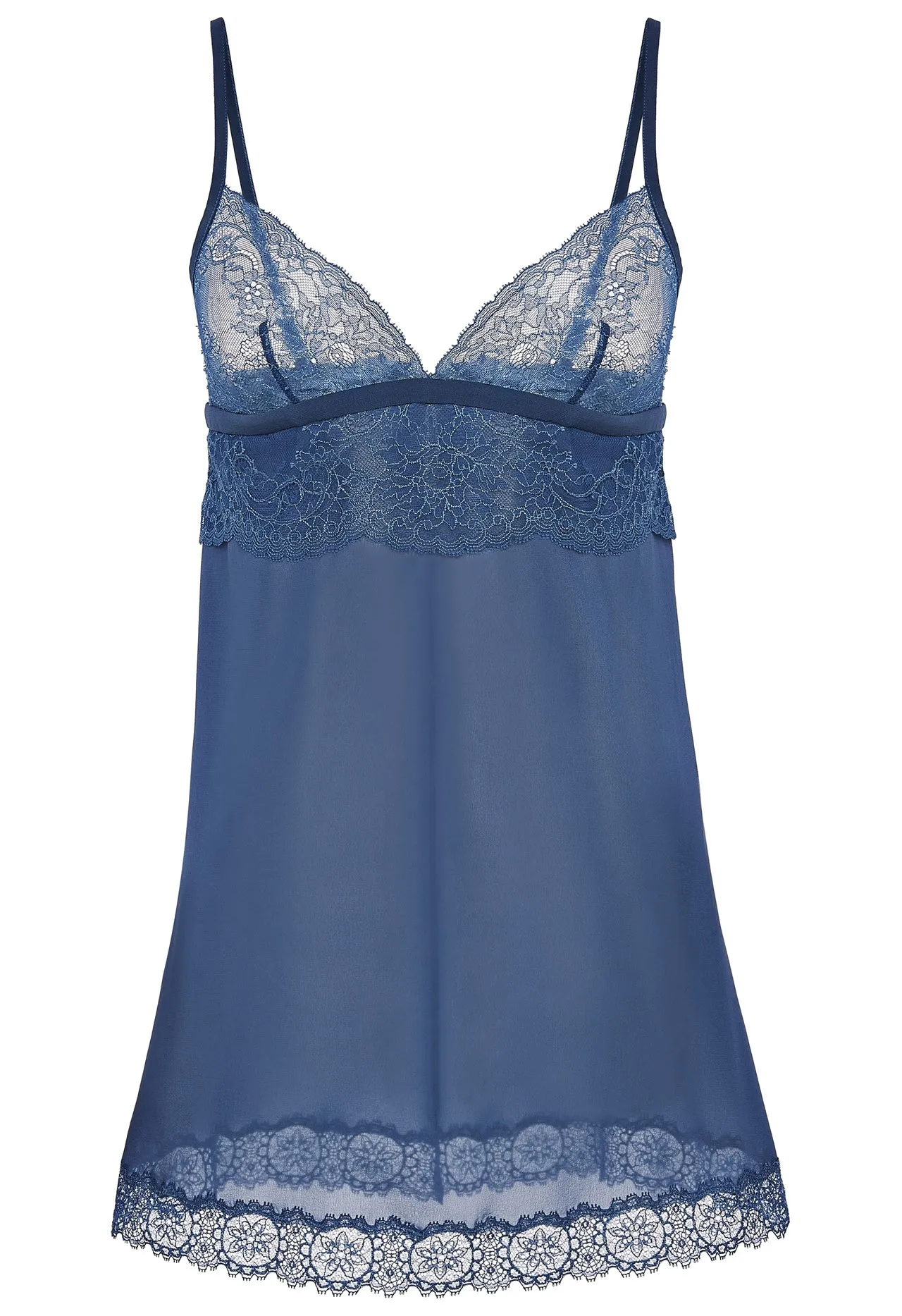 Blue Leavers lace slip