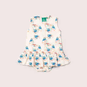 Bluebirds Button Ruffle Romper