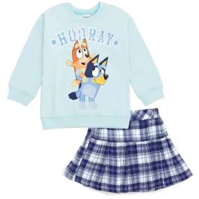 Bluey Fleece Sweatshirt and Pleated Skirt