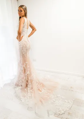 Blush pearl mermaid dress (sample sale)