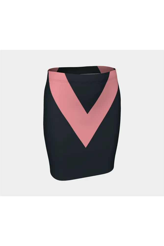 Bold Pink Vee Fitted Skirt