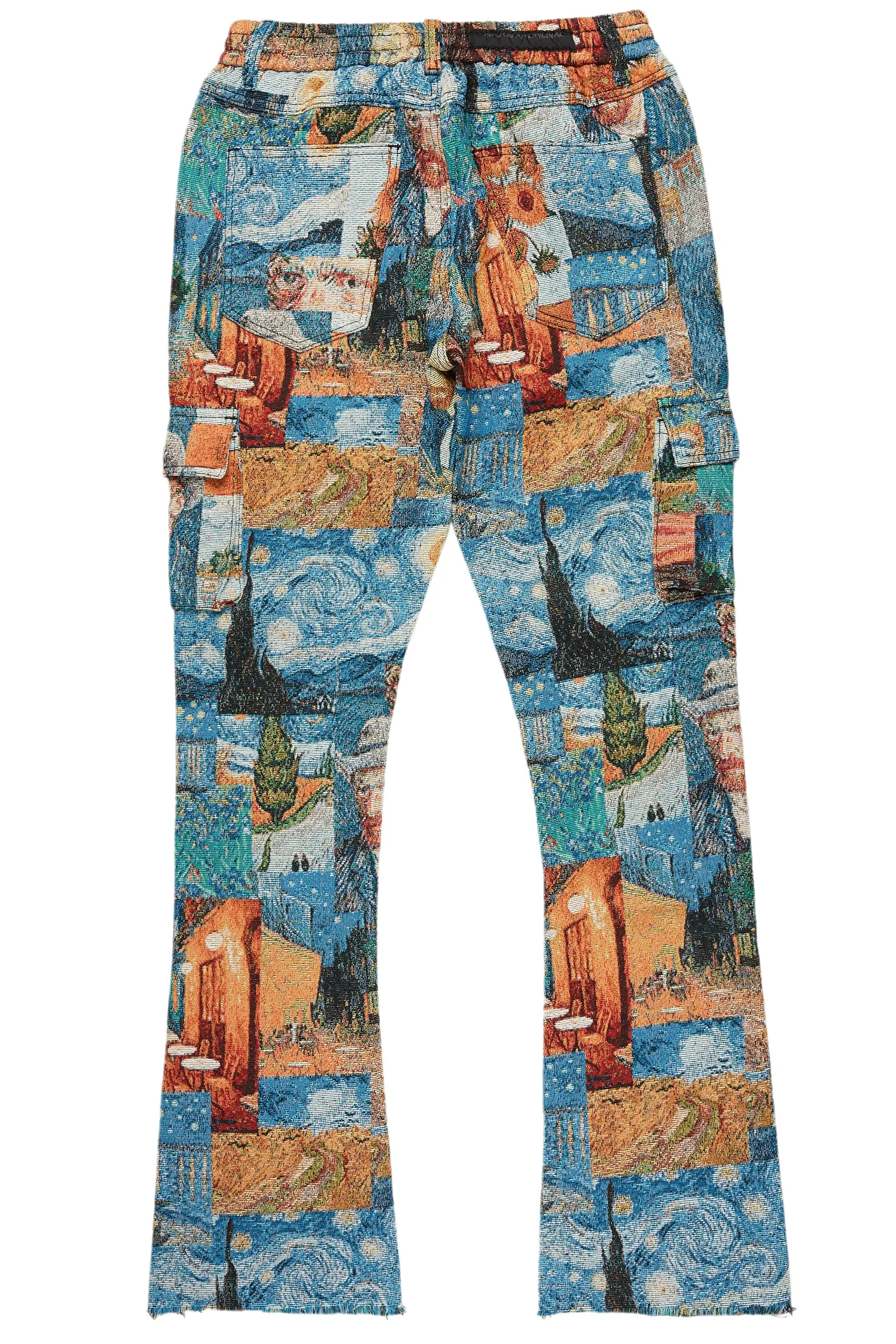 Boys Zaire Blue Multi Tapestry Stacked Flare Jean