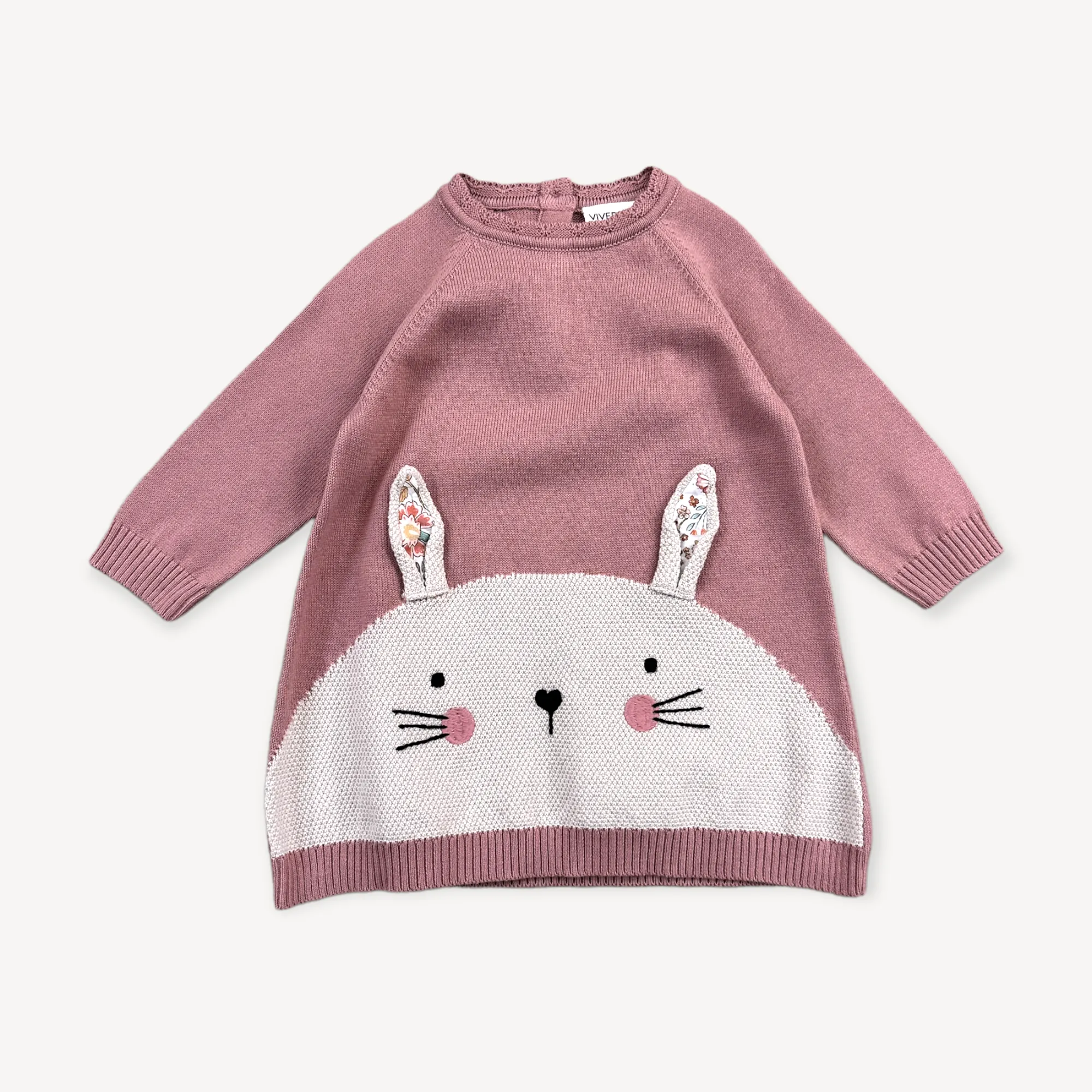 Bunny Jacquard Knit Baby Girl Dress (Organic Cotton)