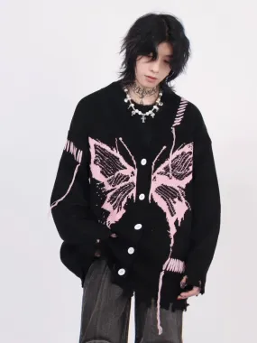 Butterfly Damage Knitted Cardigan MZS0004