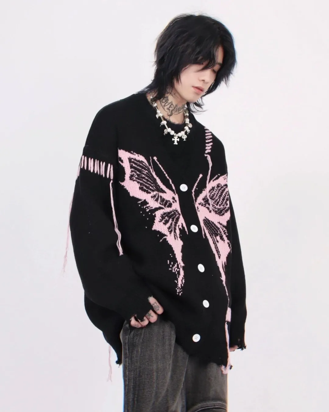 Butterfly Damage Knitted Cardigan MZS0004