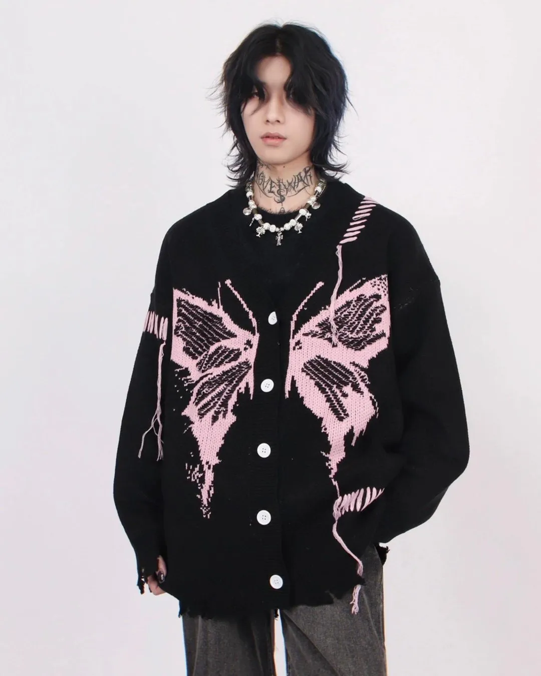 Butterfly Damage Knitted Cardigan MZS0004