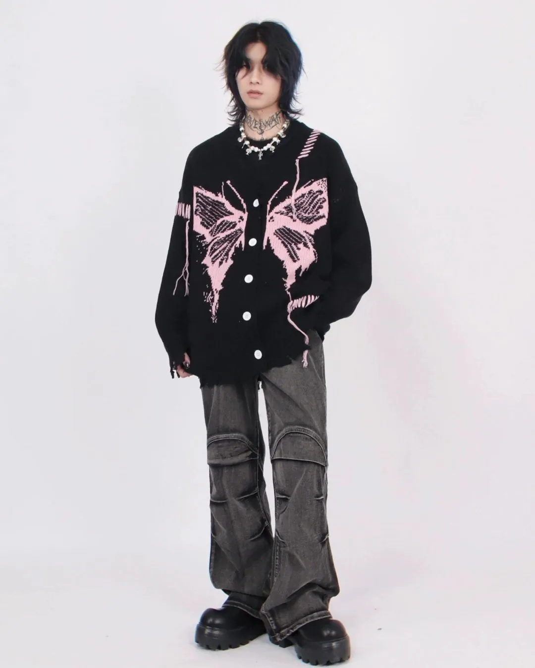 Butterfly Damage Knitted Cardigan MZS0004