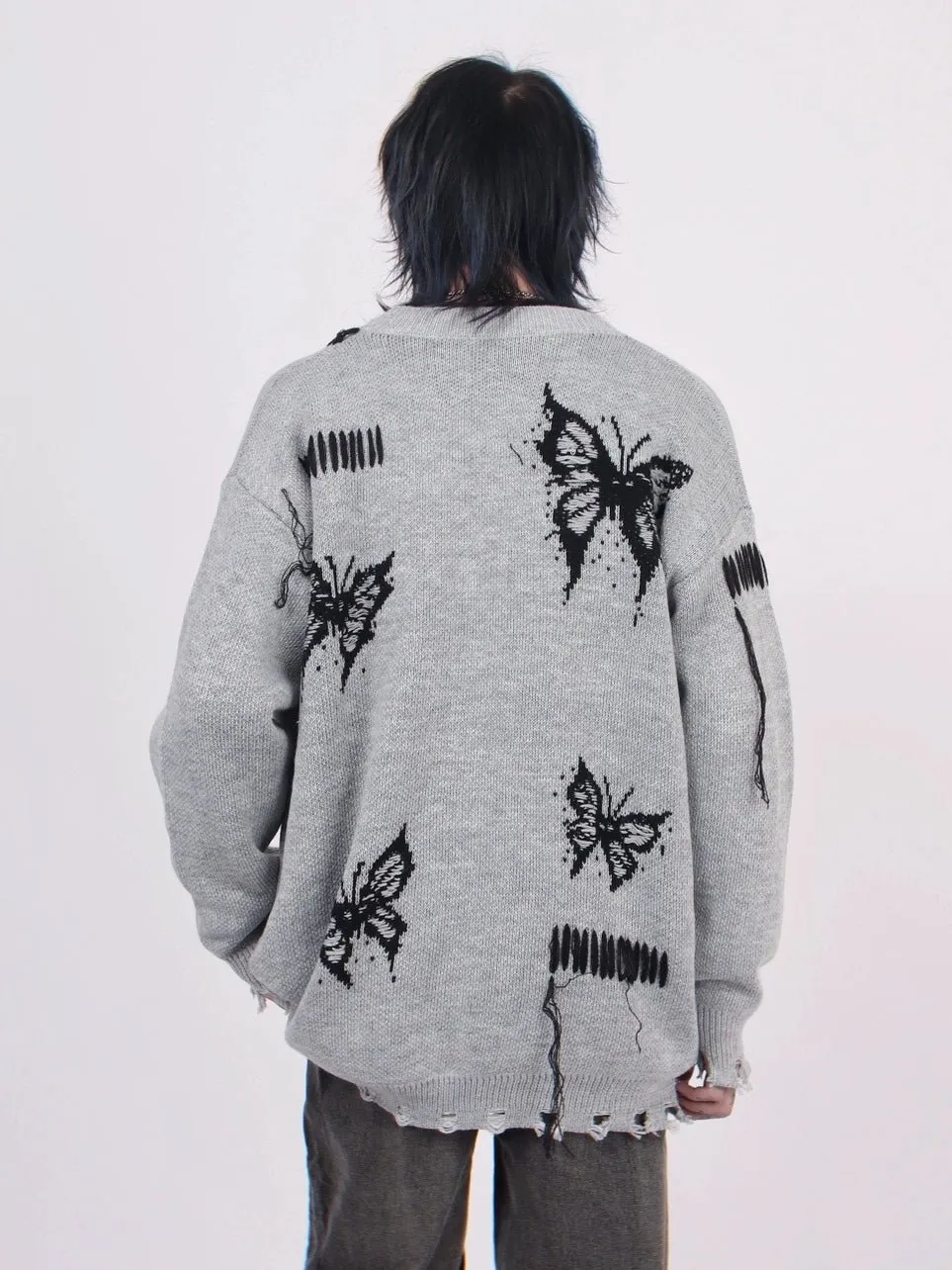 Butterfly Damage Knitted Cardigan MZS0004