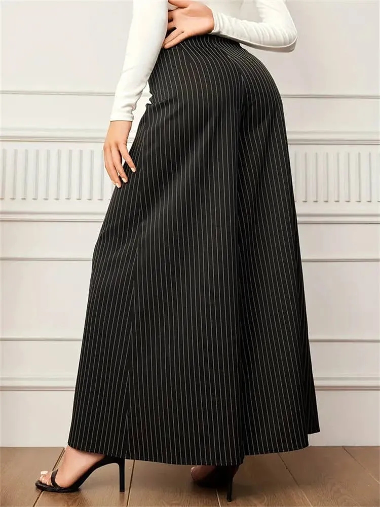 BUTTON-STRIPED BAGGY WIDE-LEG PANTS_CWBLP0680