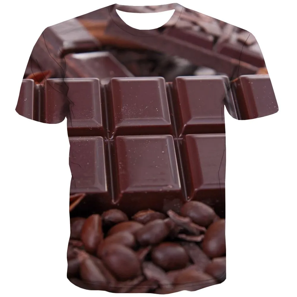 Chocolate T-shirt Men Brown Tshirts Casual Delicious Tshirts Novelty Bitter T-shirts 3d