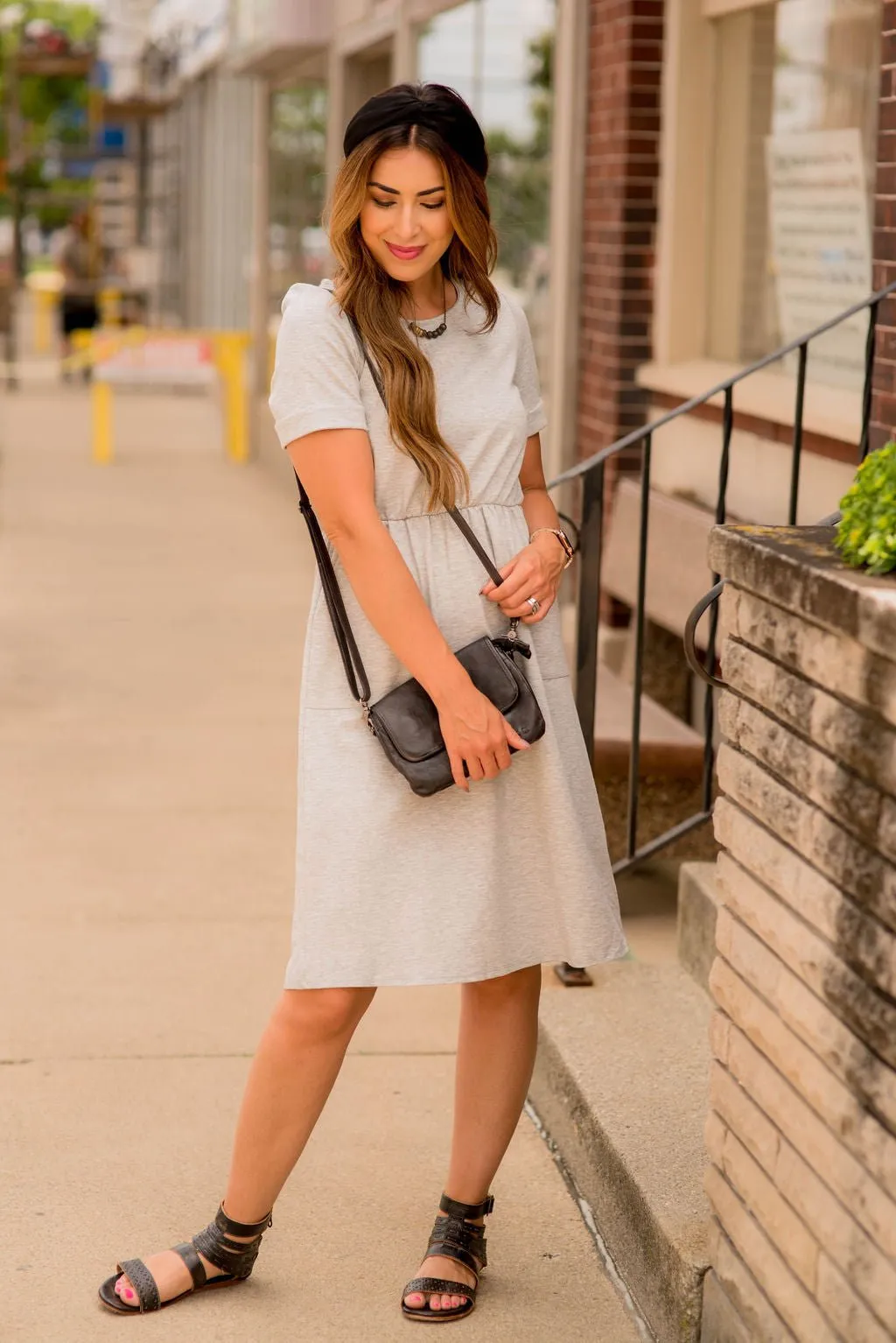 Cinched Waist Pocket Sweatshirt Dress