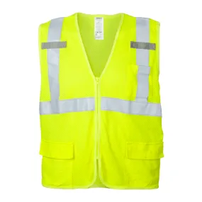 Class 2 Flame Retardant Reflective Vest with Zipper Closure (Hi Vis Lime)