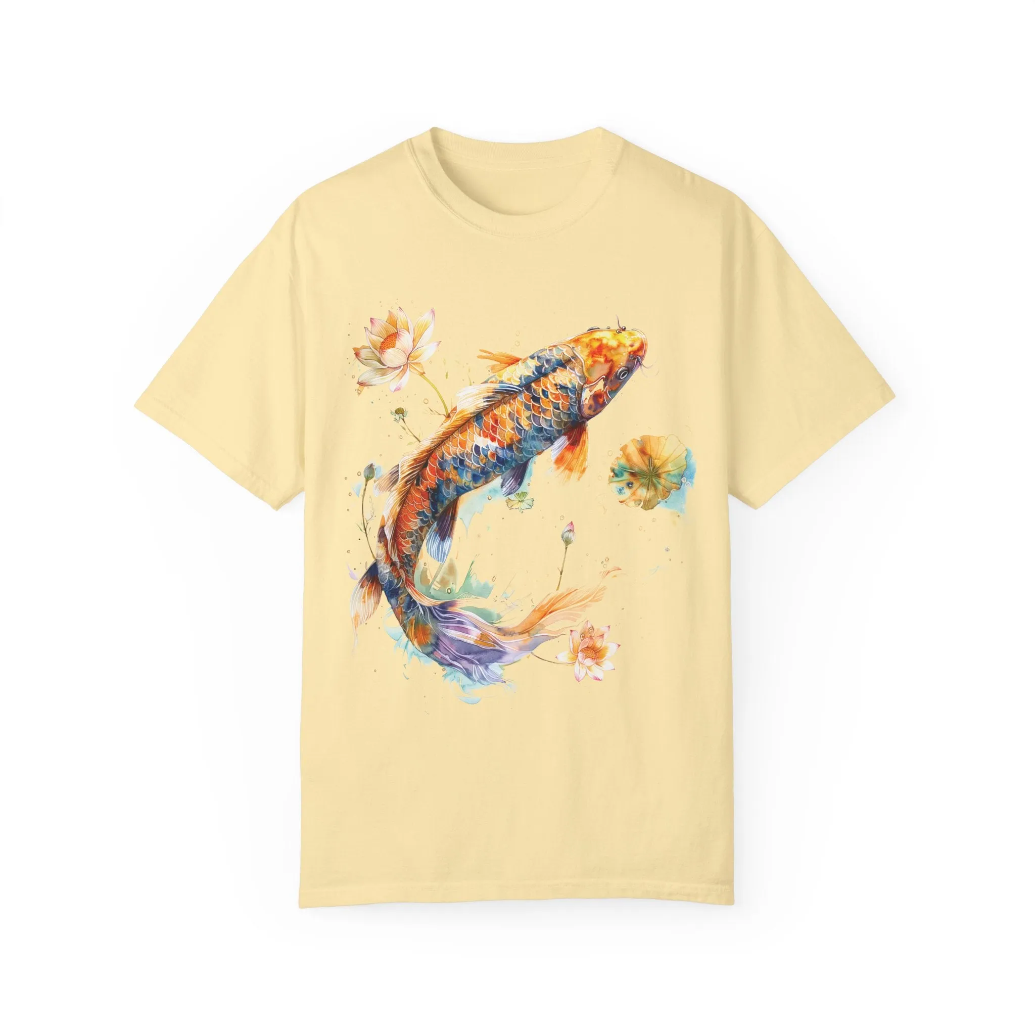 Comfort Colors Koi Fish Shirt Lotus Flower Tee Fresh Water Aquatic Life TShirt Aquarium T-Shirt Fish Lover Gift Aesthetic Shirt