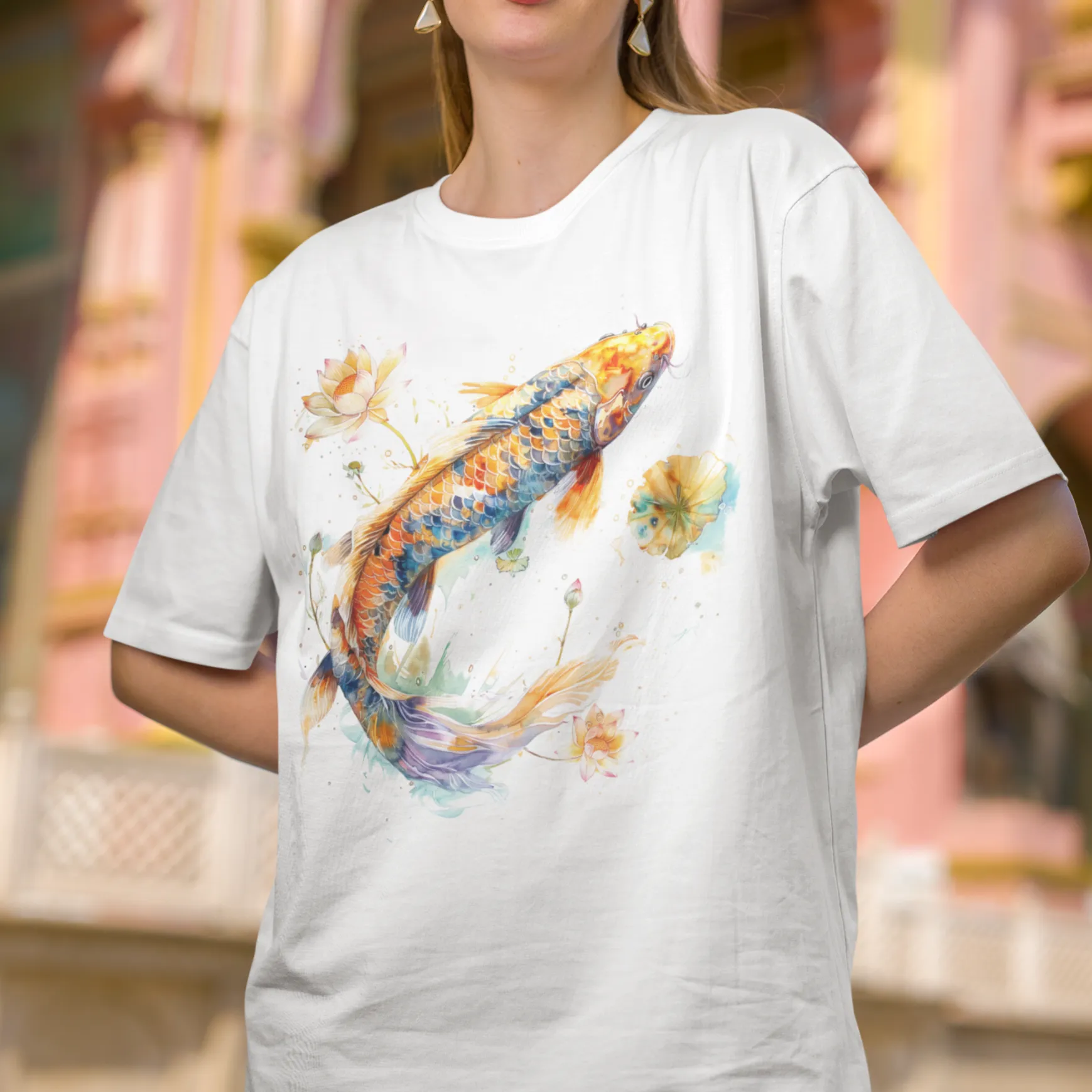 Comfort Colors Koi Fish Shirt Lotus Flower Tee Fresh Water Aquatic Life TShirt Aquarium T-Shirt Fish Lover Gift Aesthetic Shirt