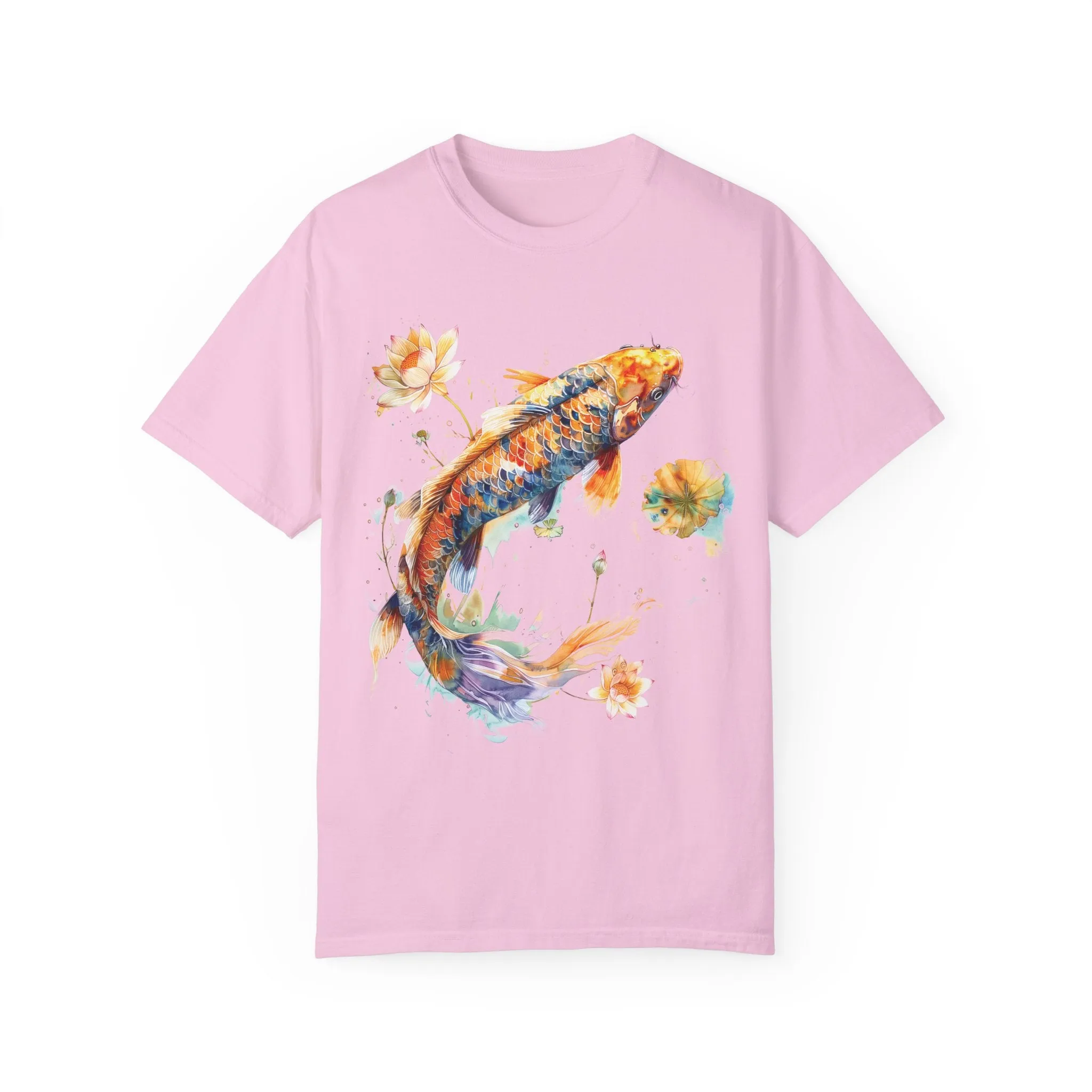 Comfort Colors Koi Fish Shirt Lotus Flower Tee Fresh Water Aquatic Life TShirt Aquarium T-Shirt Fish Lover Gift Aesthetic Shirt