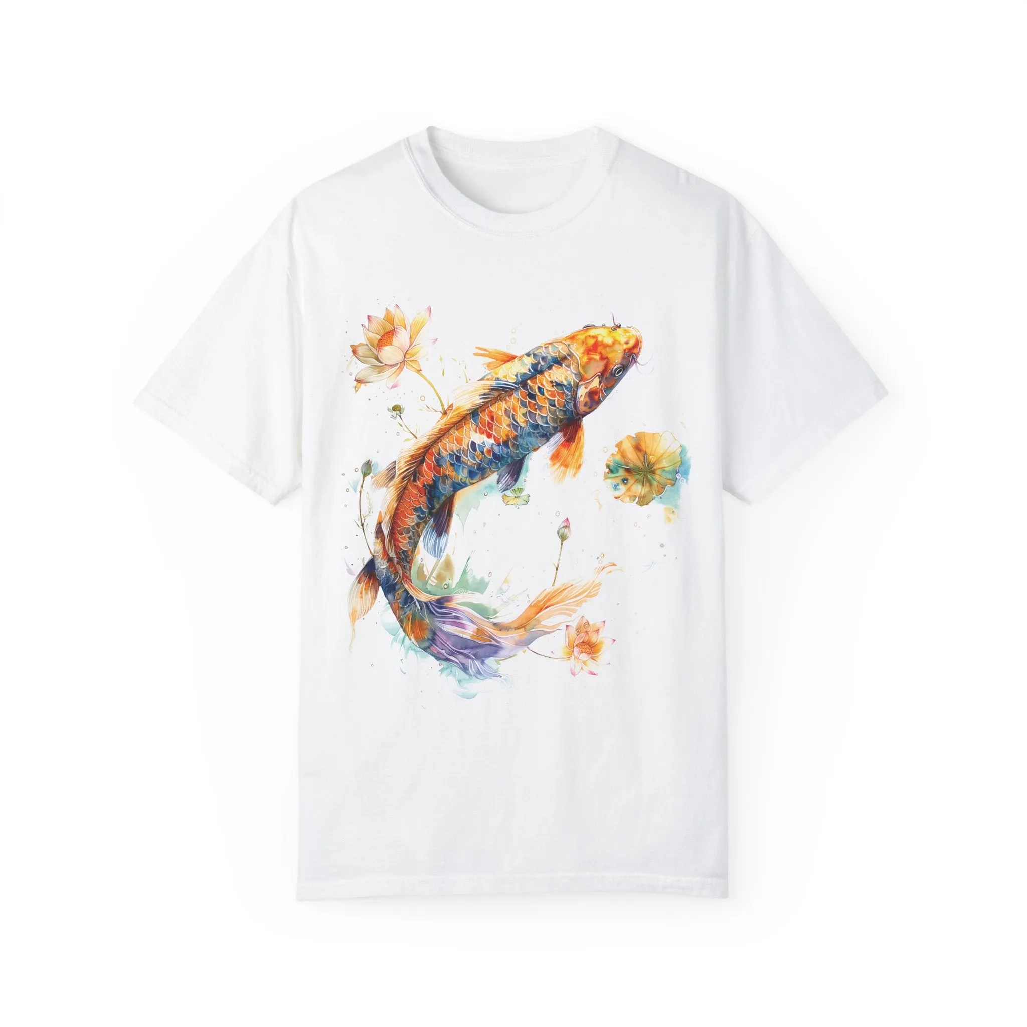 Comfort Colors Koi Fish Shirt Lotus Flower Tee Fresh Water Aquatic Life TShirt Aquarium T-Shirt Fish Lover Gift Aesthetic Shirt