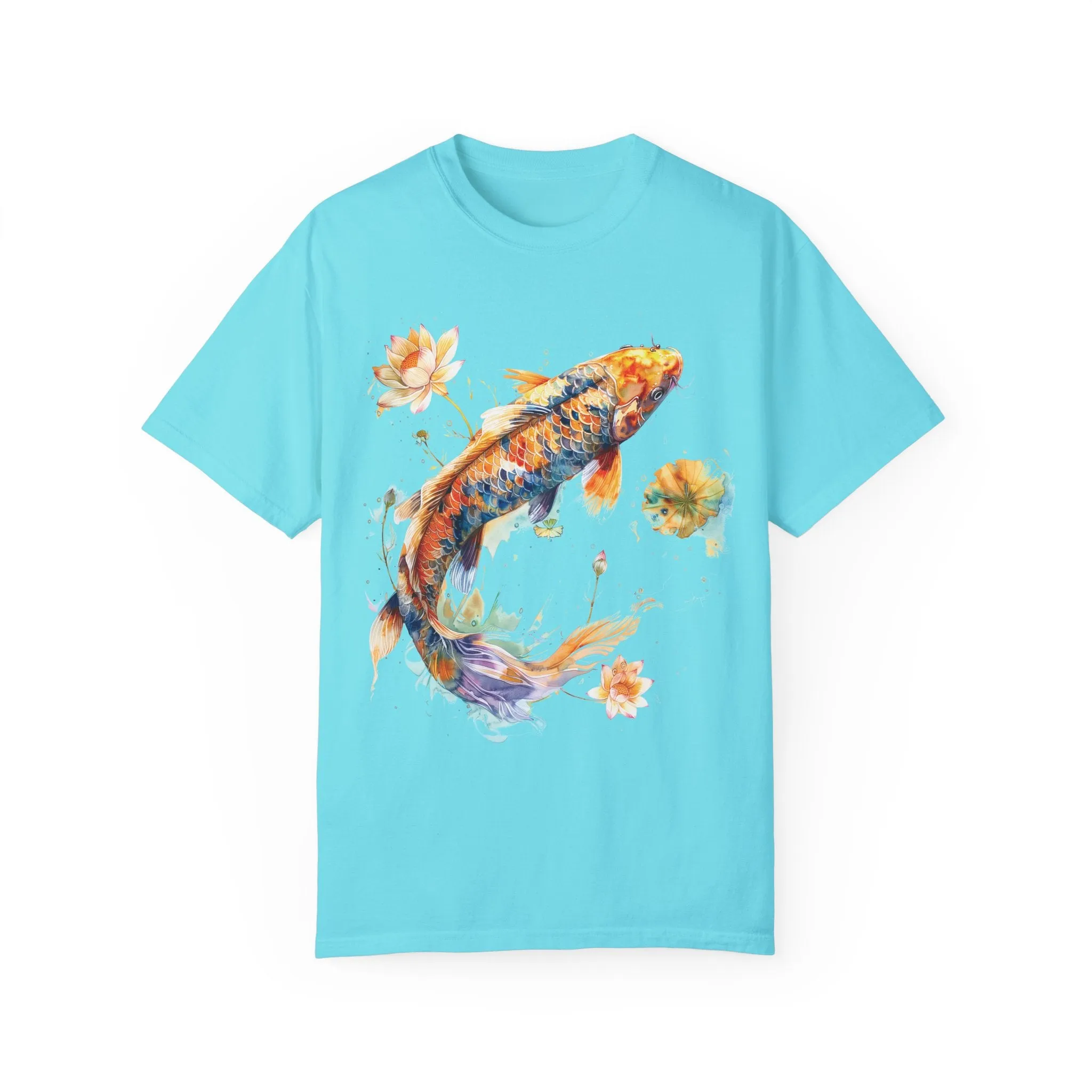 Comfort Colors Koi Fish Shirt Lotus Flower Tee Fresh Water Aquatic Life TShirt Aquarium T-Shirt Fish Lover Gift Aesthetic Shirt