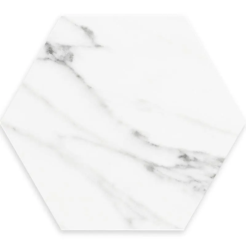 Cosmo White Marbled Porcelain Hexagon Tile