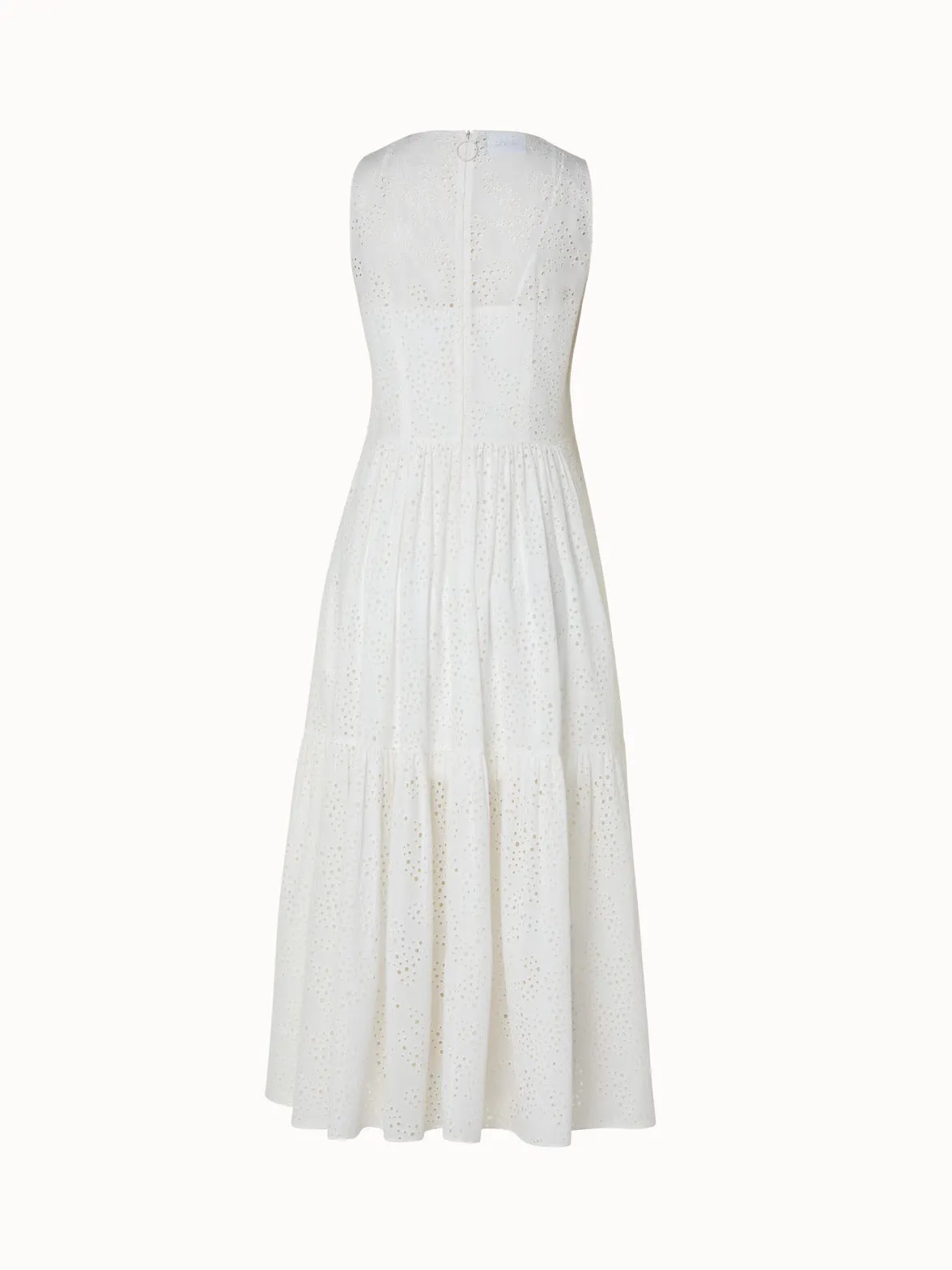 Cotton Midi Dress with Eyelet Embroidery