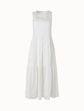 Cotton Midi Dress with Eyelet Embroidery