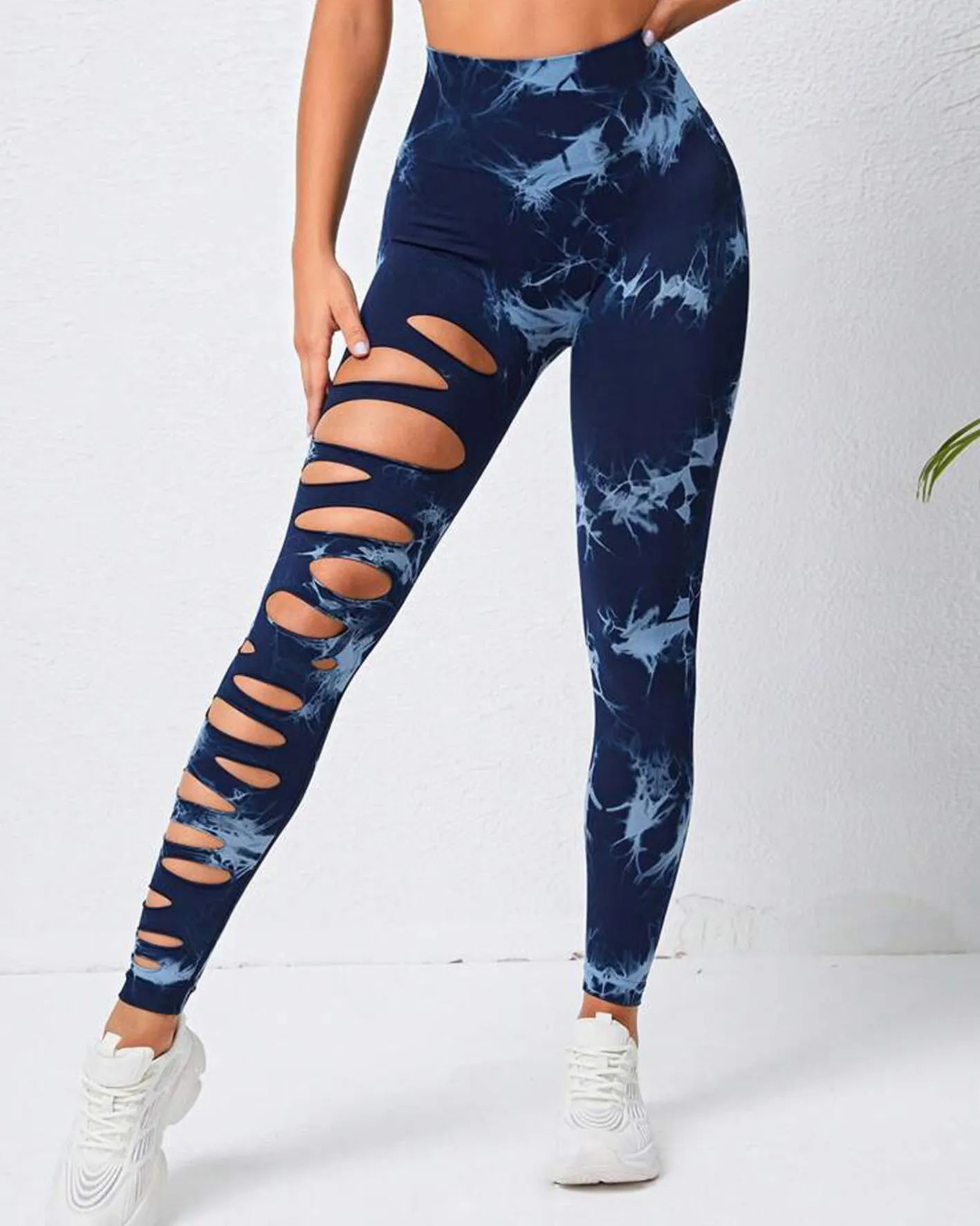 Cut-Out Tie-Dye High-Waisted Hip Lift Yoga Pants