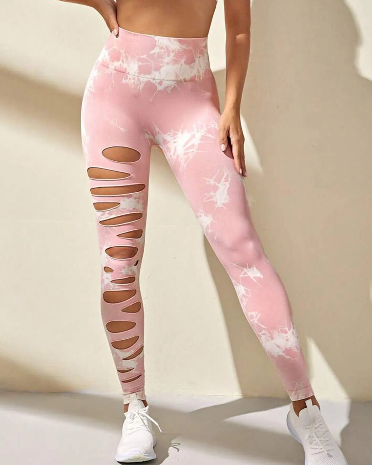 Cut-Out Tie-Dye High-Waisted Hip Lift Yoga Pants