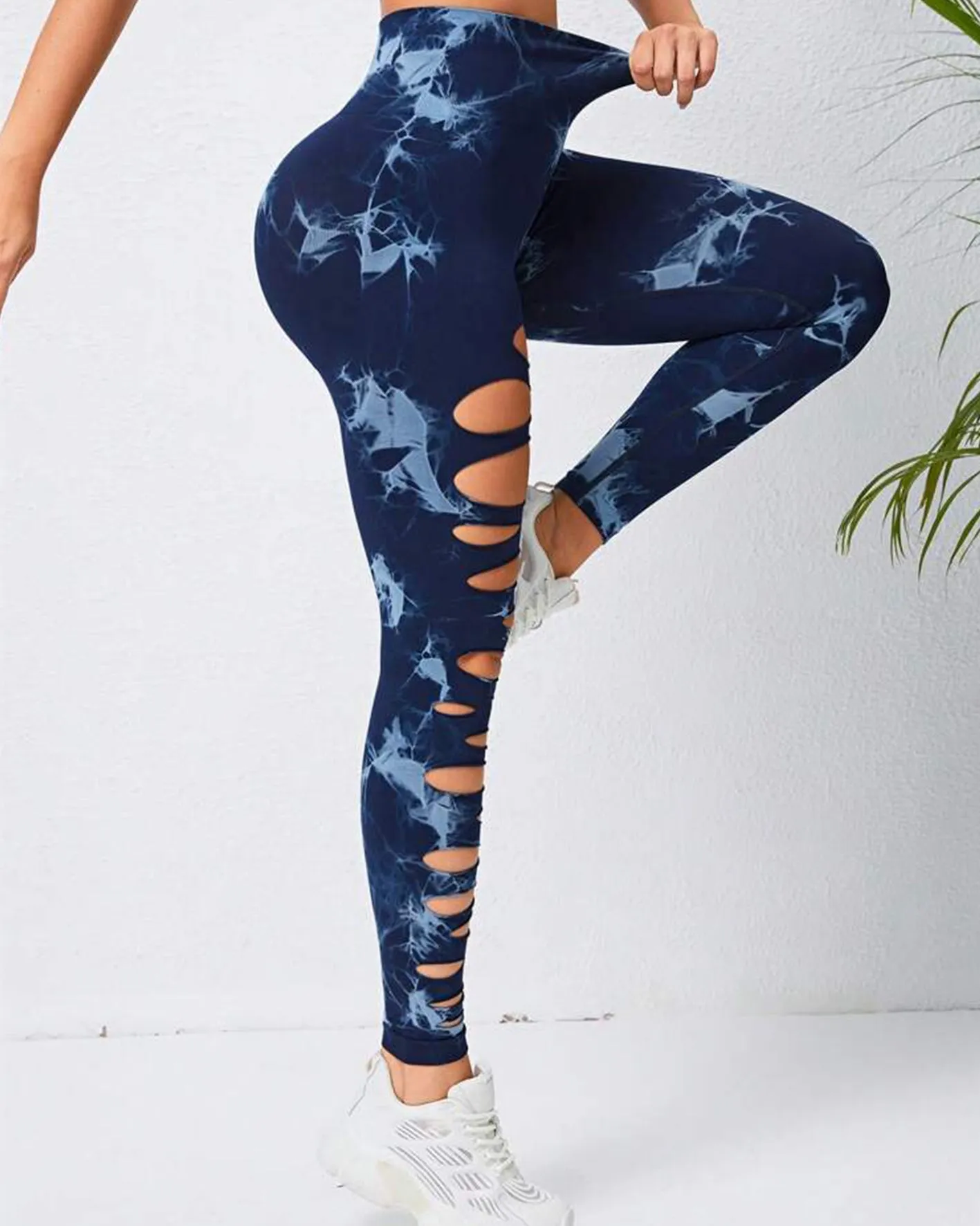 Cut-Out Tie-Dye High-Waisted Hip Lift Yoga Pants