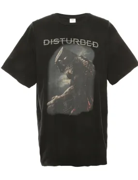 Disturbed Black Printed T-shirt - M