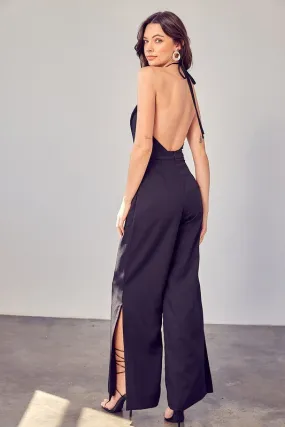 DO   BE COLLECTION Deep V-Neck Wide Leg Jumpsuit