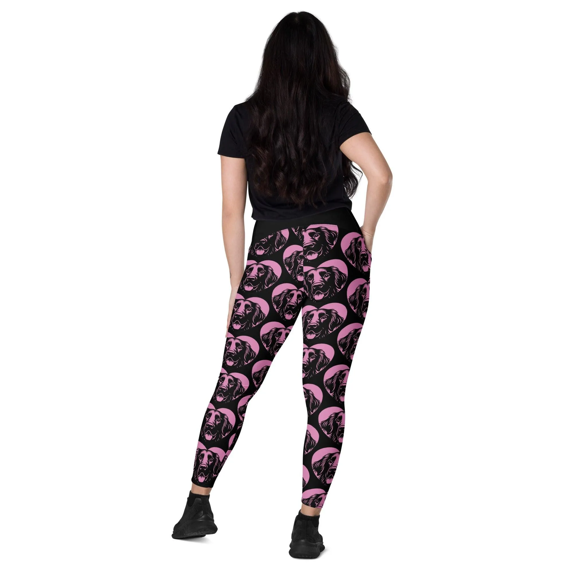 DOG BREED LEGGINGS with pockets - FLAT COATED RETRIEVER - HERTTAHOUND - pink