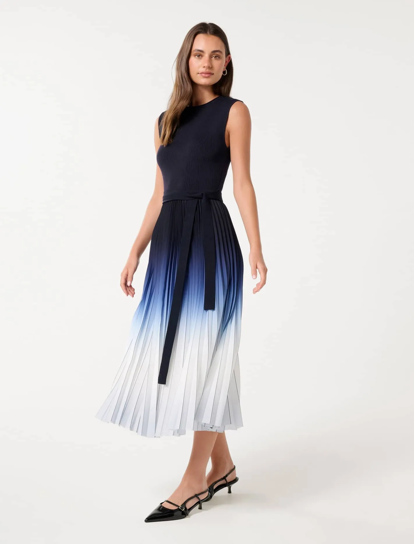 Elara Ombre Pleat Midi Dress