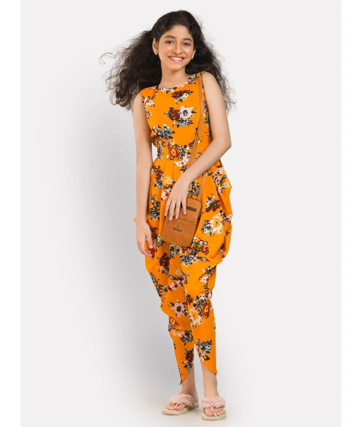 Elasticated Dhoti Jumpsuit for Girls