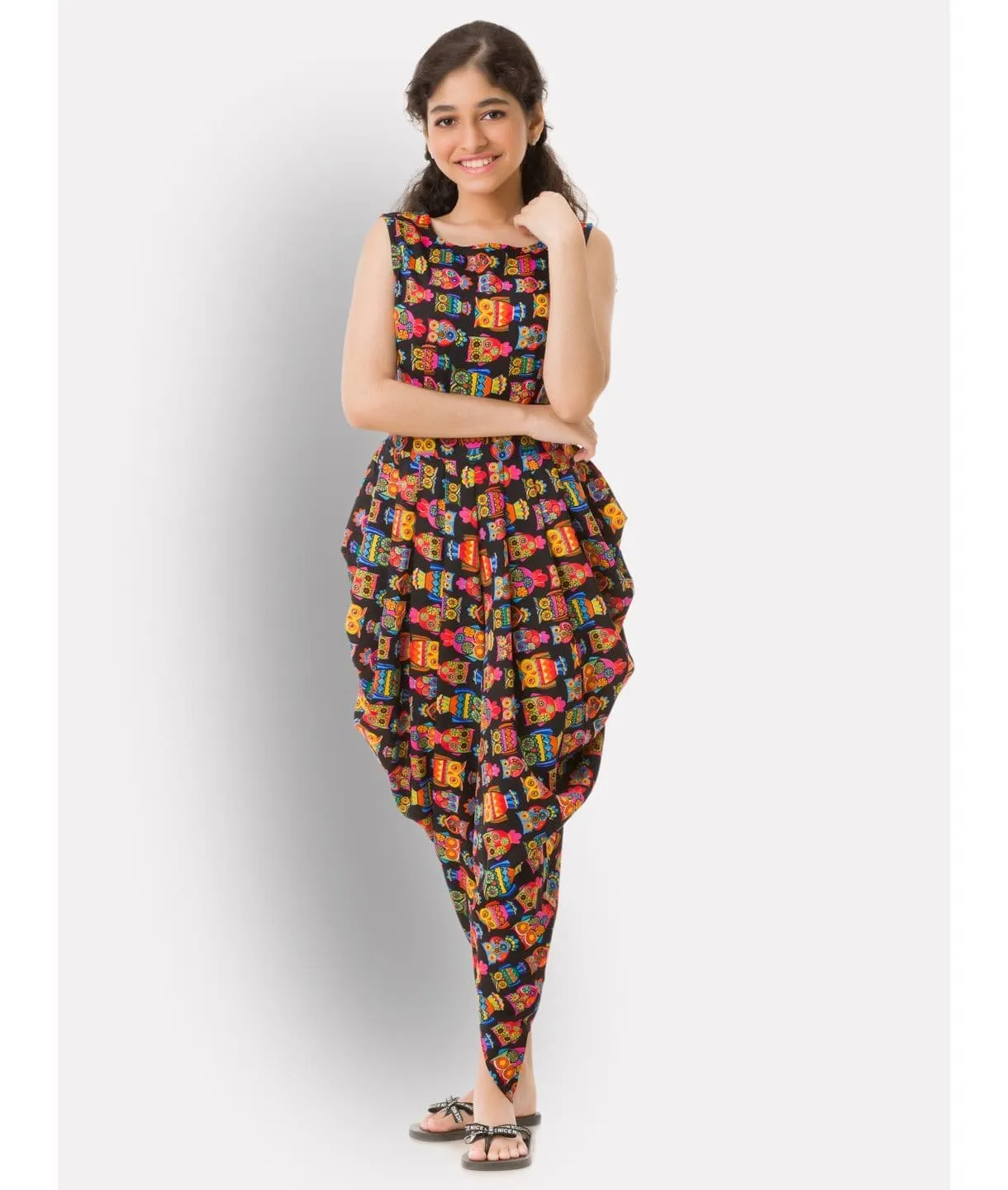 Elasticated Dhoti Jumpsuit for Girls