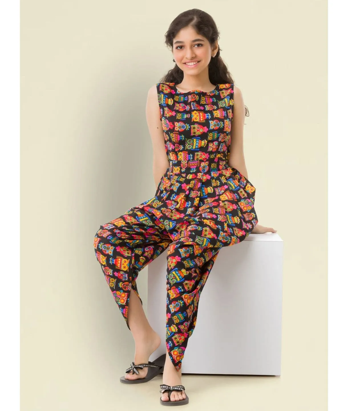 Elasticated Dhoti Jumpsuit for Girls