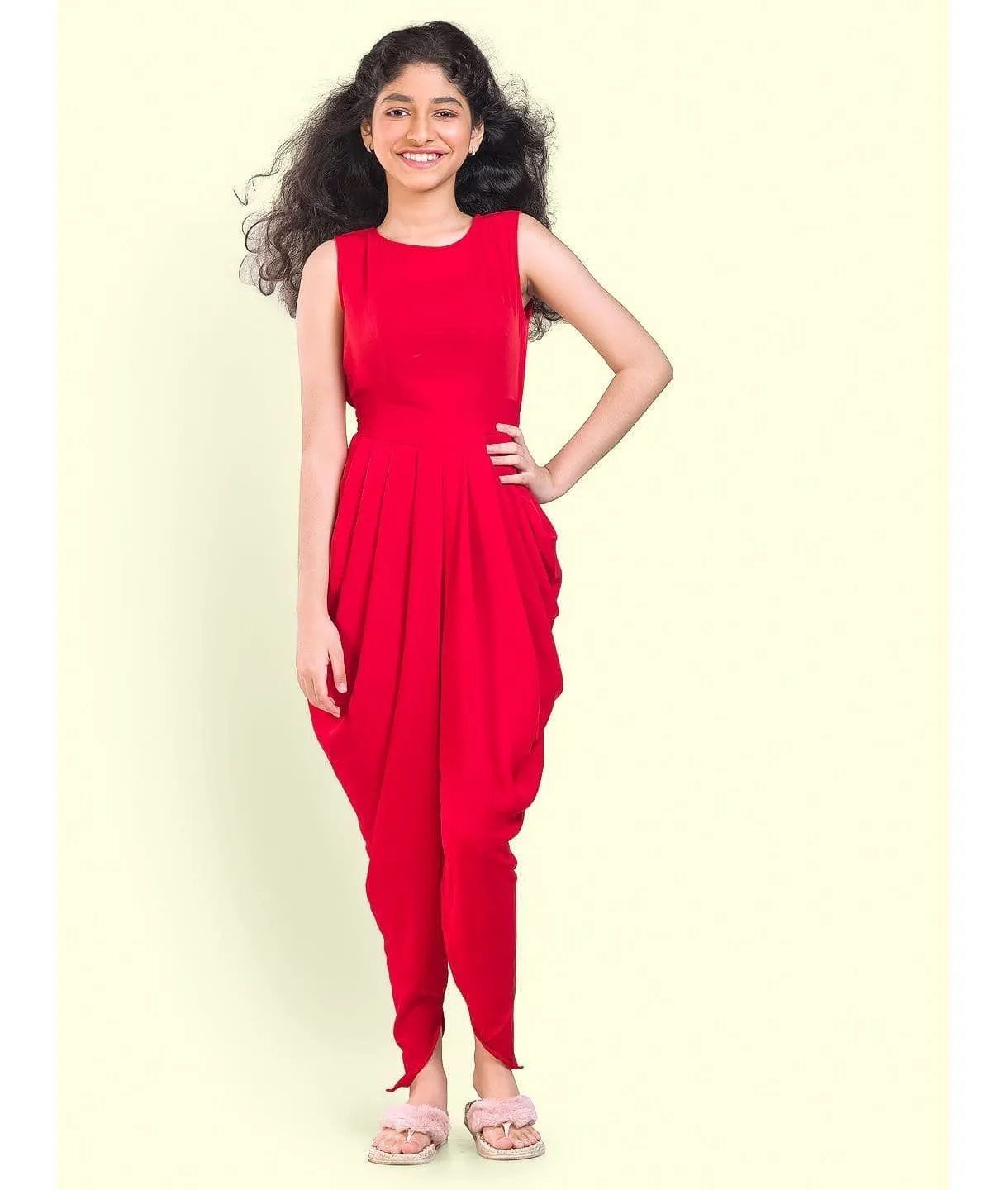 Elasticated Dhoti Jumpsuit for Girls